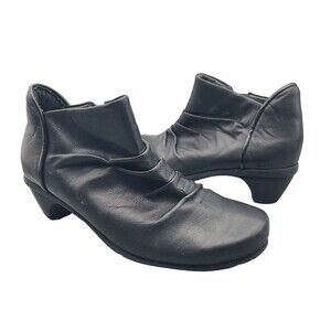 Naot Boots Womens Advance Ankle Shoes Black Leather Zip Pleated Career Sz 6 37